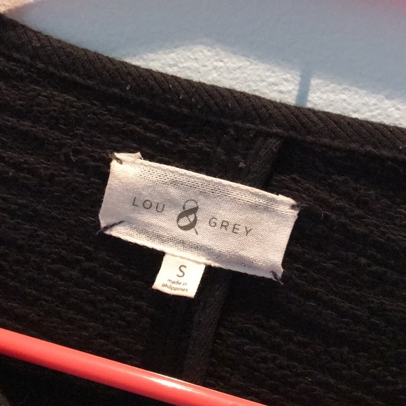 Lou & Grey short waist striped jacket front; black back Asymmetrical zipper - Picture 4 of 12